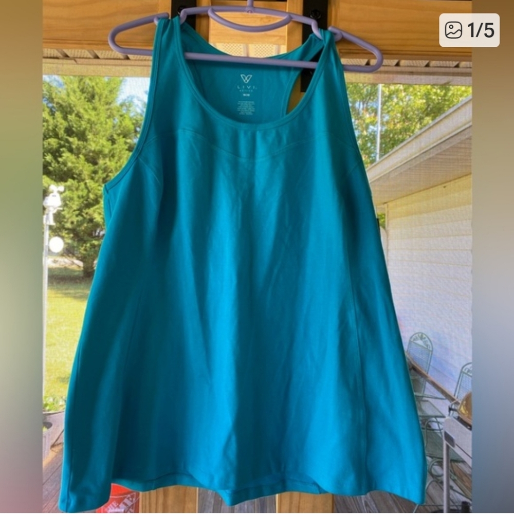 Lane Bryant Livi Active Women's Teal Racerback Tank Top 18 Nwot